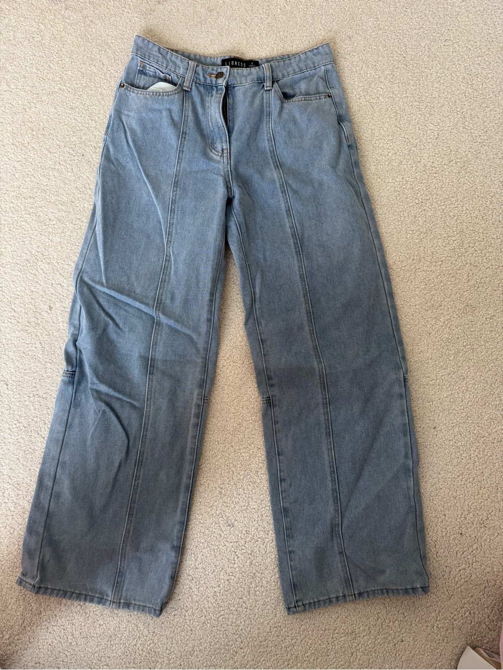 Lioness Light Blue Relaxed Wide-Leg Jeans